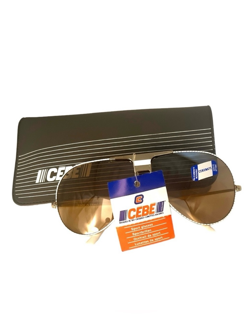 1980’s Aviator Sunglasses by Cébé, White & Gold, Made in France, Unisex, NWT